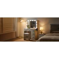 LEMROE Tocador con espejo LED y taburete