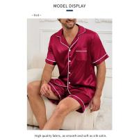 Conjunto De Pijama Para Hombres Verano Cómodo Casual Camisa Corta Con Shorts Dos Piezas Ropa De Dormir Estilo Básico Material Poliéster Y Elástico - details 13