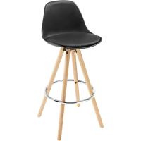 Taburete de Bar con Respaldo Marco de Madera Maciza Imitación de Cuero - details 14