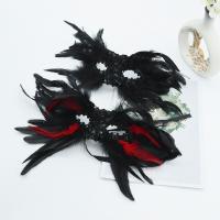 Máscaras de plumas de Halloween con lentejuelas, máscara de ojos de Halloween con cuerno grande, suministros para fiestas de Cosplay, máscara gótica, Carnaval de Halloween - details 9