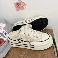 Zapatillas blancas de lona informales para mujer Altura creciente con plataforma - details 3