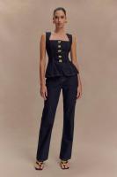 Conjunto de Denim para Mujer de Alta Calidad con Botones Modernos Chaqueta y Pantalón Ajustados - details 2