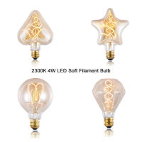 Bombilla Edison Vintage de 4W, bombilla LED amarilla cálida de 2300K, filamento suave Retro E27, corazón de cinco estrellas, G95, diamante para lámpara de decoración - details 0