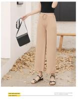 Pantalones anchos hasta el tobillo para mujer Pantalón informal de cintura elástica sólido, pantalones sueltos de seda de hielo, primavera y verano - details 12