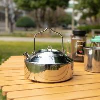 Batería de cocina de acero inoxidable para acampar, hervidor portátil para cocinar al aire libre, hervidor con asa plegable - details 8