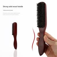 Cepillo para alisar el cabello, cepillo de pelo de jabalí, cepillo de pelo para mujeres y hombres, cepillo de barba de barbero, rojo oscuro - details 3