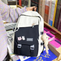 Bolsa de Libros de Nylon Impermeable para Adolescentes, Mochila Universitaria de Gran Capacidad, Mochila Escolar de Moda para Es - details 4