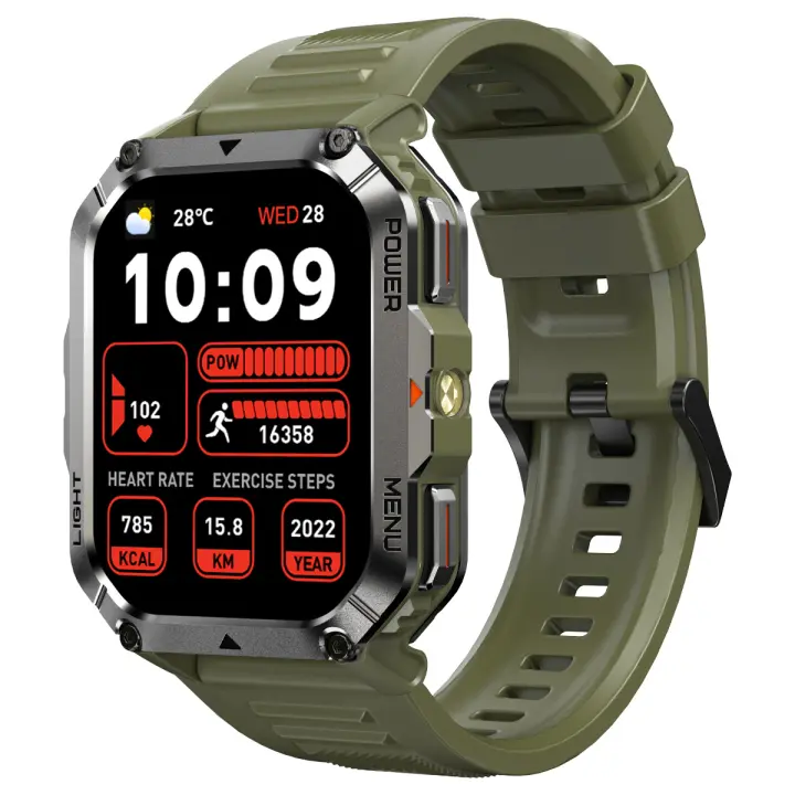 Blackview W70 Pro Sport Smartwatch, pantalla HD de 2.01'' TFT reloj inteligente resistente para exteriores con iluminación LED de emergencia, llamadas Bluetooth, brújula - 1