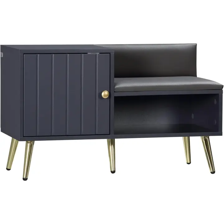Banco Zapatero Mueble Zapatero con Asiento Cojín y Estante Abierto para 4 Pares de Zapatos Banco Zapatero para Entrada Vestíbulo Salón Pasillo 80x33x49 cm - 1