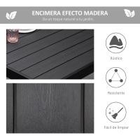 Mesa de Comedor Exterior de Aluminio Tamaño para 8 Personas con Encimera de Listones para Balcón Terraca 190x90x74 cm Negro - details 3