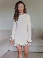 Mini Vestido de punto para mujer, suéter delgado de Color de contraste de hongos, ropa de fiesta femenina - details 14