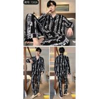 Conjunto de Pijama de algodón para hombre, ropa de dormir de manga larga con cuello vuelto, conjunto de 2 piezas para el hogar, Otoño e Invierno - details 7