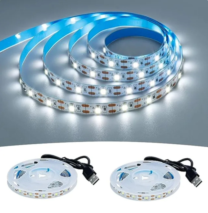 Tira de luces LED USB de 5M, 5V, 3528, 1 metro, 5 metros, blanco frío cálido, rosa, verde, azul, rojo, cinta SMD, luz para gabinete de techo