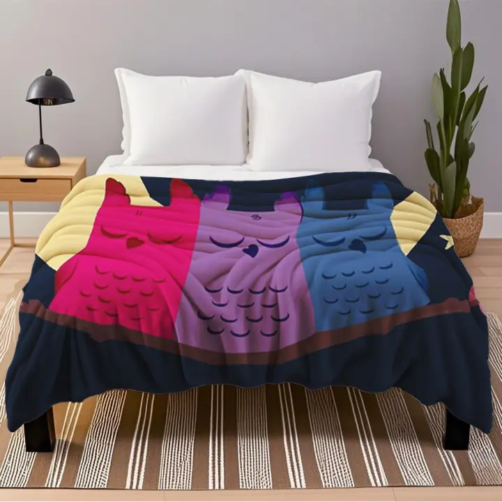 Manta de Cama de Franela Ecológica Diseño Art Deco de Chinoiserie Azul - 1