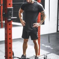 Camiseta deportiva de cuello redondo para hombre, camisa de entrenamiento de malla transpirable de secado rápido, ajustada, mang - details 1