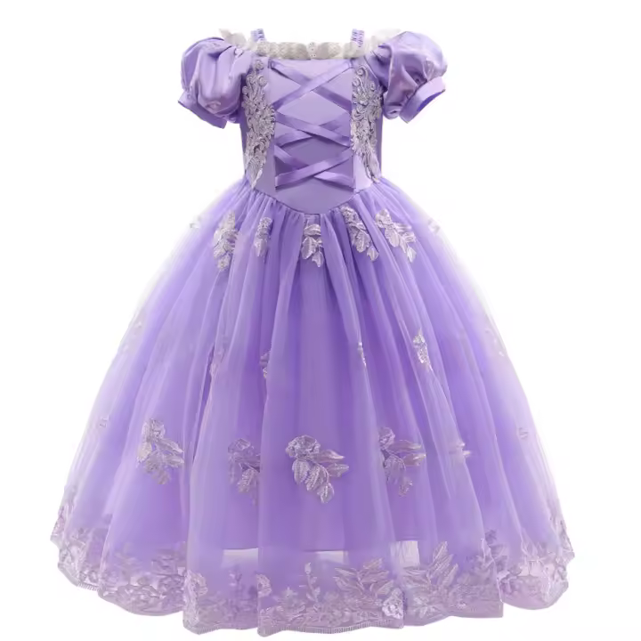 Disfraz de princesa Aurora Rapunzel para niña, disfraz elegante de tul para Navidad y Halloween, cumpleaños - 1