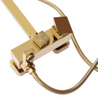 Sistema de ducha de lluvia dorado con grifo, juego completo de ducha de acero inoxidable, cabezal de ducha de lujo | Altura ajustable | Ideal como regalo | Instrucciones en alemán - details 2