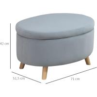 Taburete de Almacenamiento de Terciopelo Puff Tapizada con Tapa Extraíble Patas de Madera - details 11
