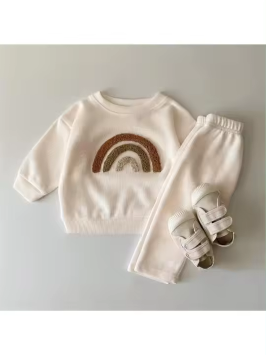 Conjunto Casual de Otoño para Bebés Nacidos Recién TOP de Manga Larga+Pantalones Sueltos para Niños y Niñas Conjunto de Ropa para Maternidad de Corea del Sur - 1