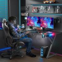 Mesa de Escritorio LED para Juegos Ergonómica Fibra de Carbono Negro Para Computadora y Auriculares - details 14