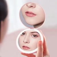Espejo de Maquillaje Luminoso LED Portátil Pequeño, Plegable, Luz USB, Espejo Magnificado Compacto para Cosméticos - details 0
