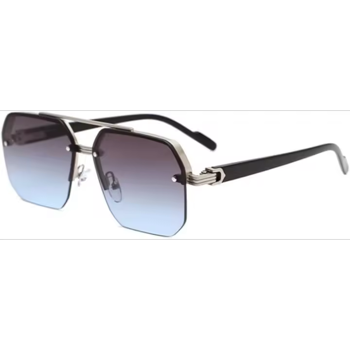 Gafas de sol de aviador cuadradas vintage para hombre, estilo piloto de los años 70, modernas gafas de sol de conducción de metal semi sin montura. - 1