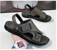 Sandalias de cuero para hombre, zapatos suaves de playa y exterior, planos, color negro, para jardín, 2024 - details 19