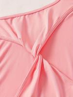 Conjunto de Yoga para Mujer - Sujetador Deportivo Acanalado de Alta Elasticidad con Detalle de Nudo y Leggings con Ribete de Contraste - Mezcla de Poliéster Transpirable, Lavable a Máquina - Perfecto para Todas las Estaciones - details 4