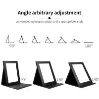 Espejo plegable portátil de PU para viaje, espejo de tocador ultrafino Rectangular ajustable con soporte, para viaje, Camping, hogar - details 1
