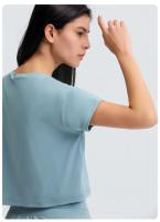 Blusa holgada sin costuras para mujer, Top corto de manga corta para Yoga, correr, Fitness, gimnasio, secado rápido - details 11