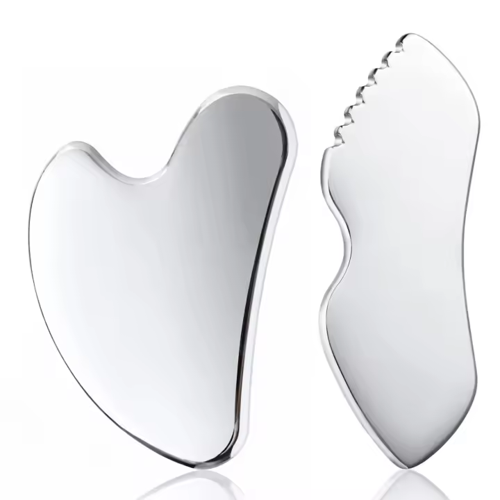Scttomon Set de Gua Sha de Acero Inoxidable Masajeador Facial para Drenaje Lápiz de Cuerpo - 1