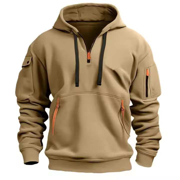Camiseta Casual con Capucha de Vellón Manga Grande, Múltiples Bolsillos, Ajuste Suelto, Moda para Hombres y Mujeres, Sudadera a la Moda en Talla Grande - 1