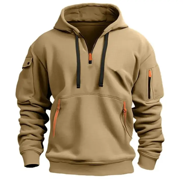 Camiseta Casual con Capucha de Vellón Manga Grande, Múltiples Bolsillos, Ajuste Suelto, Moda para Hombres y Mujeres, Sudadera a la Moda en Talla Grande - 1