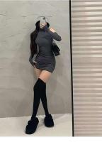 Mini vestido plisado sin mangas con cuello alto para mujer, negro, usado, elástico, para fiesta - details 15