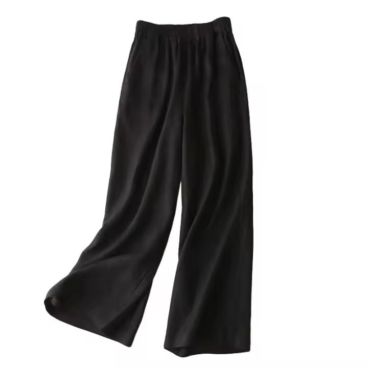 O pantalones de mujer de algodón sueltos y de pierna ancha. - 1