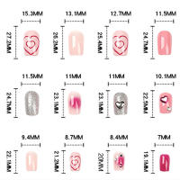 Uñas falsas dulces con decoración estereoscópica del corazón Material respetuoso del medio ambiente y seguro para Nail Art Experi - details 2