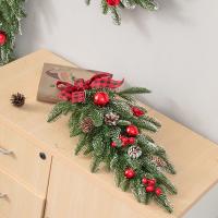 Colgante DIY corona navideña Artificial Bowknot bayas rojas vibrantes guirnalda de árbol de Navidad piñas PVC ventana decoración colgante puerta - details 12