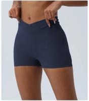 Pantalones cortos deportivos para mujeres con cintura cruzada y levantamiento de glúteos ideal para yoga y fitness tipo Triad Pantalones de gimnasio para correr al aire libre material de nylon temporada aplicable de primavera hasta verano - details 14