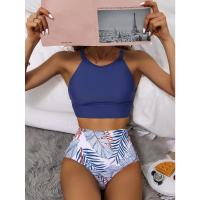 Bikini Sexy para mujer, traje de baño de cuello alto, traje de baño femenino de dos piezas, conjunto de Bikinis de cintura alta, ropa de playa para traje de baño 2024 - details 4