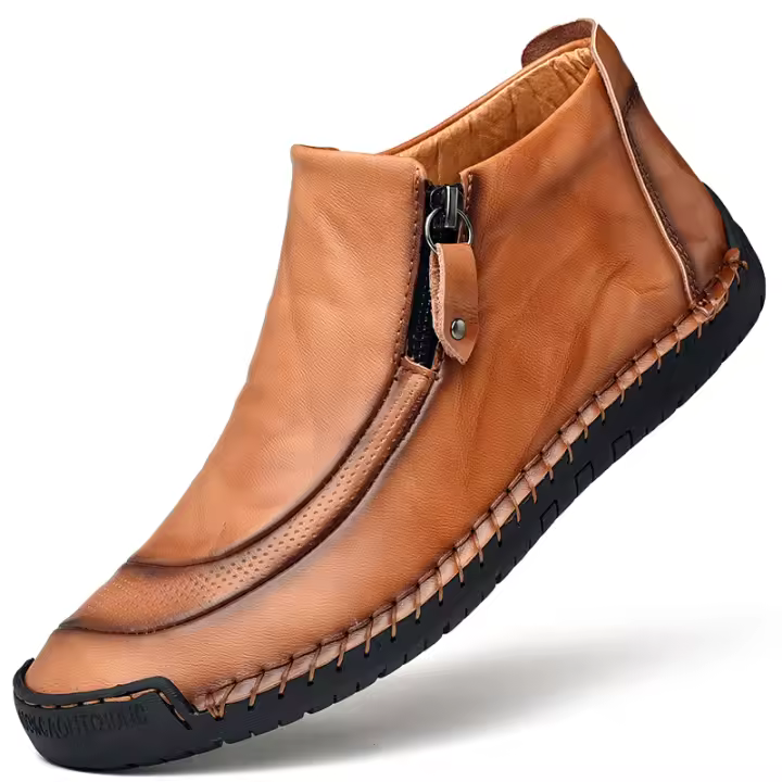 Botines de hombre de piel hechos a mano con cordones de senderismo informales, ligeros e impermeables d 0 - 1