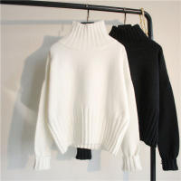 Women turtleneck autumn winter long sleeve thick jumpers solid warm sweater - details 1