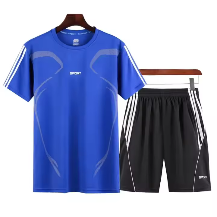 Conjunto Casual de Verano para Hombres Camiseta y Pantalones Cortos de Tenis, Traje Transpirable, Ropa para Correr de Secado Rápido, Tallas Grandes XXS-6XL, 2 Uds - 1