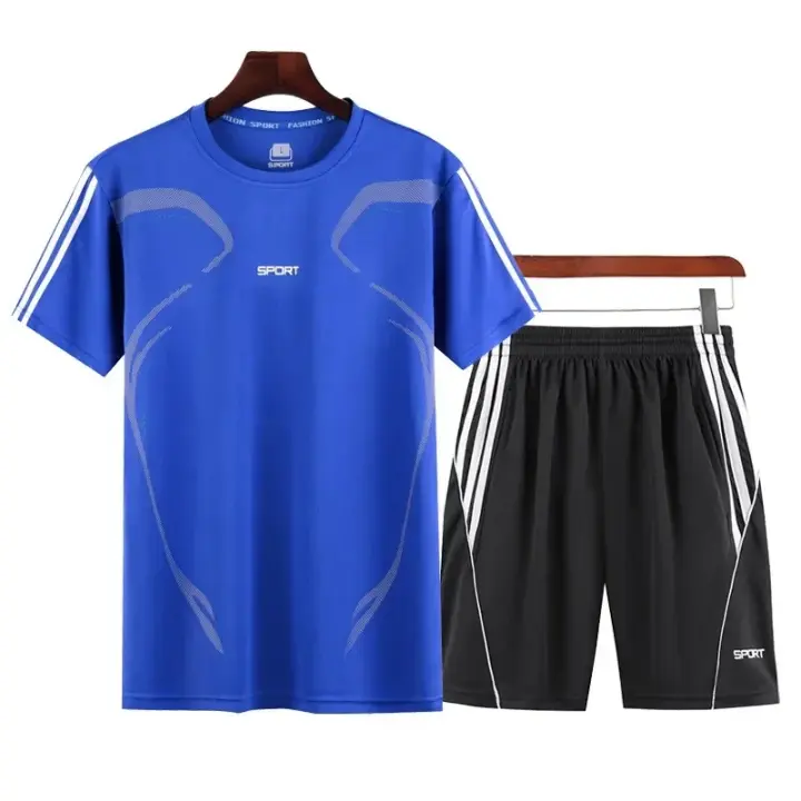 Conjunto Casual de Verano para Hombres Camiseta y Pantalones Cortos de Tenis, Traje Transpirable, Ropa para Correr de Secado Rápido, Tallas Grandes XXS-6XL, 2 Uds - 1
