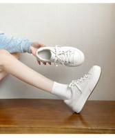 Pastel de queso nueva tendencia color coincidencia plataforma casual tablero zapatos versátil aumento de altura cabeza redonda zapatos blancos - details 14