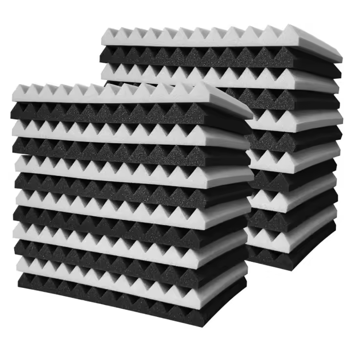 Tablero de espuma acústica de 24 piezas, azulejo de cuña de estudio, Panel de pared insonorizado piramidal de tratamiento, 2,5x30x30cm - 1