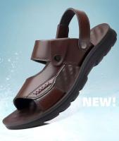 Sandalias de cuero suave de verano para hombre, sandalias antideslizantes informales con punta abierta para exteriores, sandalias deportivas cómodas para playa - details 1