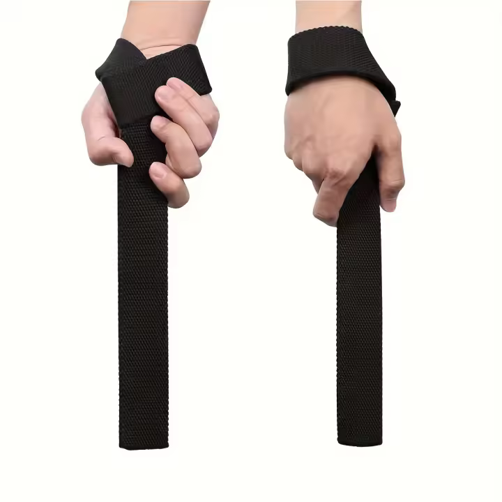 1 par de correas de agarre antideslizantes para entrenamiento duro, correas de muñeca enrosadas para levantamiento de pesas - 1