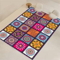 Alfombrilla de Mandala de estilo bohemio, alfombra antideslizante a cuadros suaves, Floral, rectangular, para cocina y sala de estar - details 3