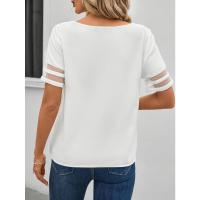 Blusa de Flores Estampadas para Mujer Viste Casual de Verano con Manga Corta, Cuello Asimétrico, Ajuste Suelto - details 0