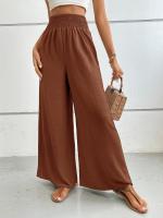Pantalones de pierna ancha de tiro medio lisos a la moda para mujer, pantalones sueltos de verano para mujer, nuevos en pantalones cómodos - details 26